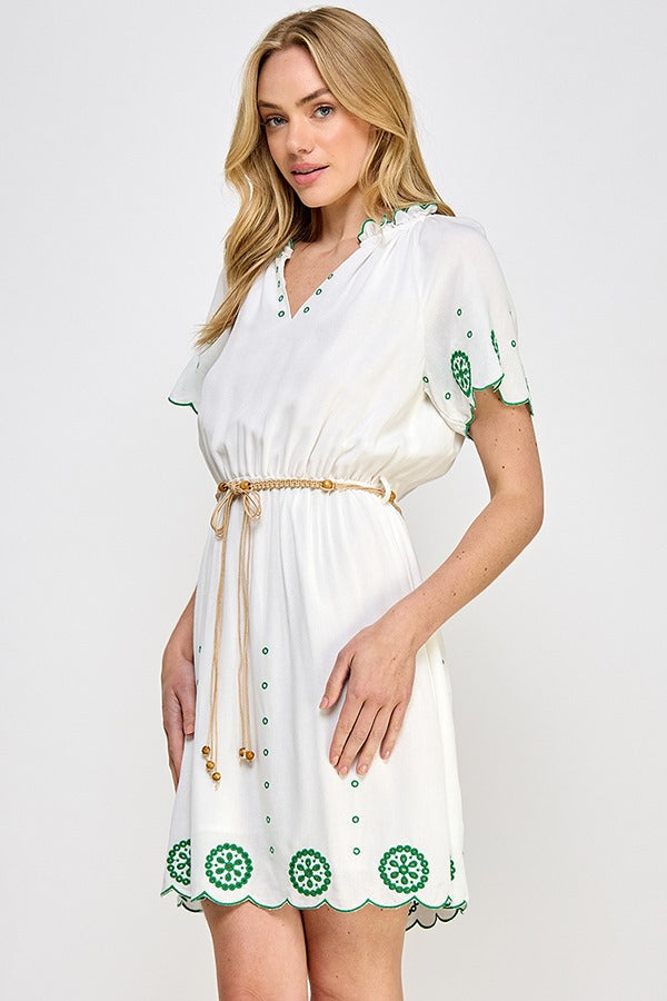 Vestido Rubienn Mangas Cortas Bordados para Damas