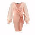 Vestido Top 10 Mangas Largas Liso Corto Con Lazo P/ Damas by Top 10