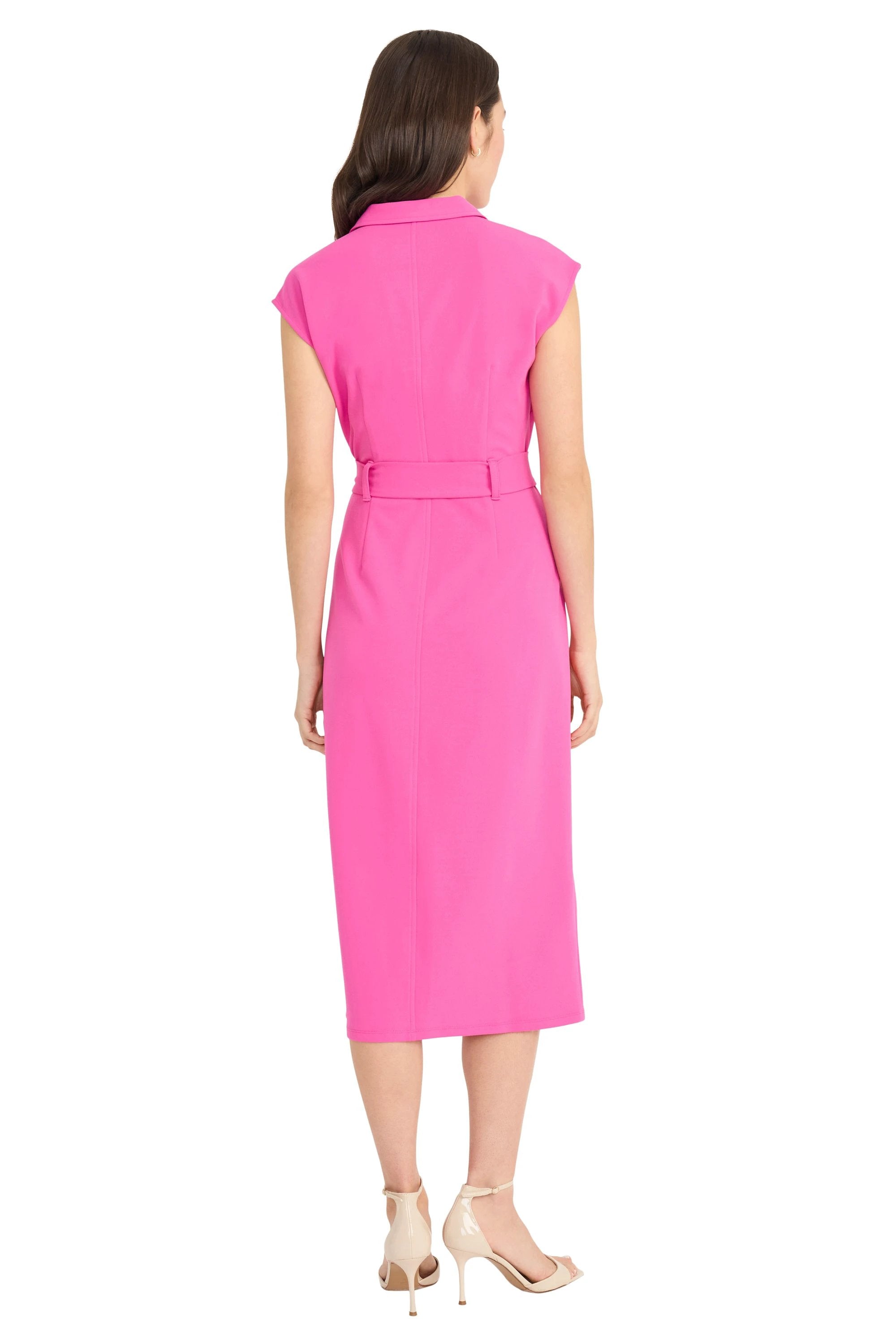 Vestido Donna Morgan Mangas Cortas Liso Con Cinturón Para Damas by Donna Morgan