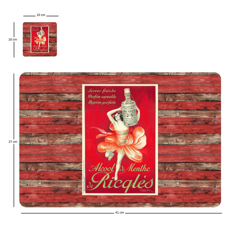 Individuales Reversibles set de 6 rectangular 41*27 cm + 6 Portavasos Ricqlés