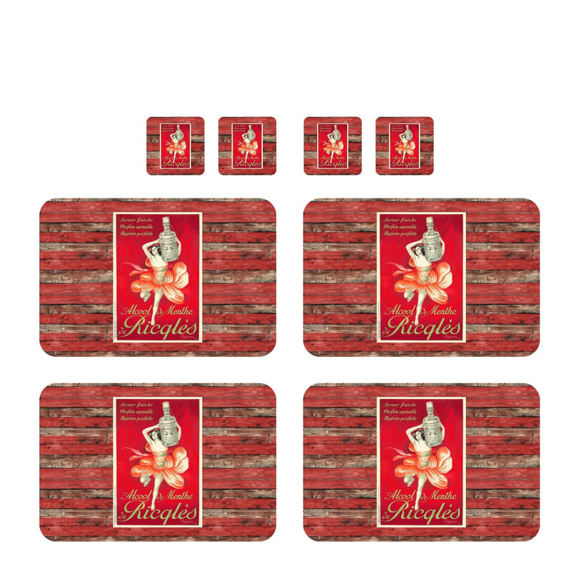 Individuales Reversibles set de 6 rectangular 41*27 cm + 6 Portavasos Ricqlés