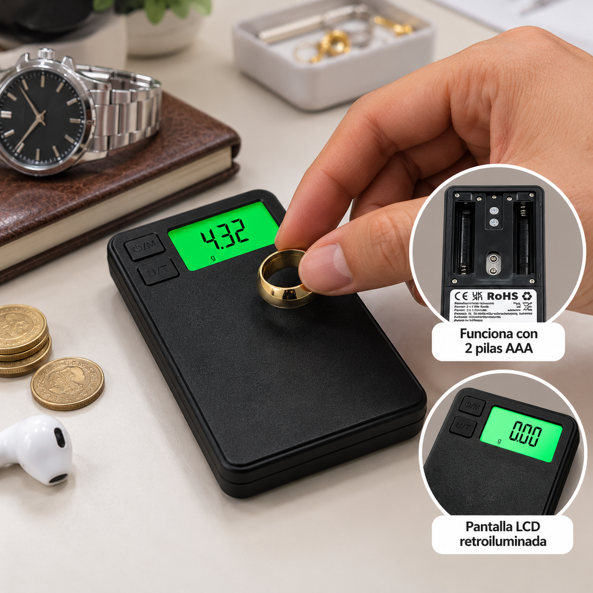 Mini Peso Digital Portátil De Precisión Con Pantalla LCD