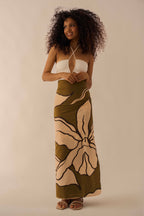 Sarong Orquídeas Verde Oliva