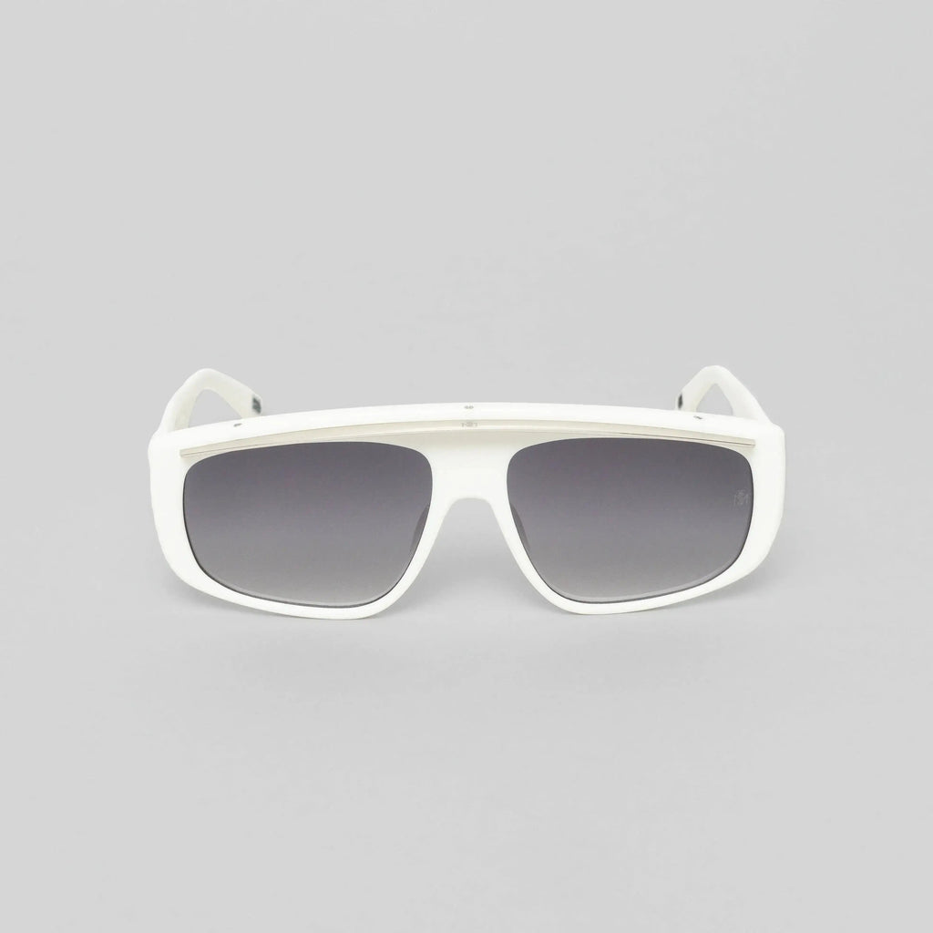 ELOI SUNGLASSES UNISEX WHITE SHINY SILVER GRADIENT GREY - Monastery