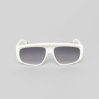 ELOI SUNGLASSES UNISEX WHITE SHINY SILVER GRADIENT GREY - Monastery