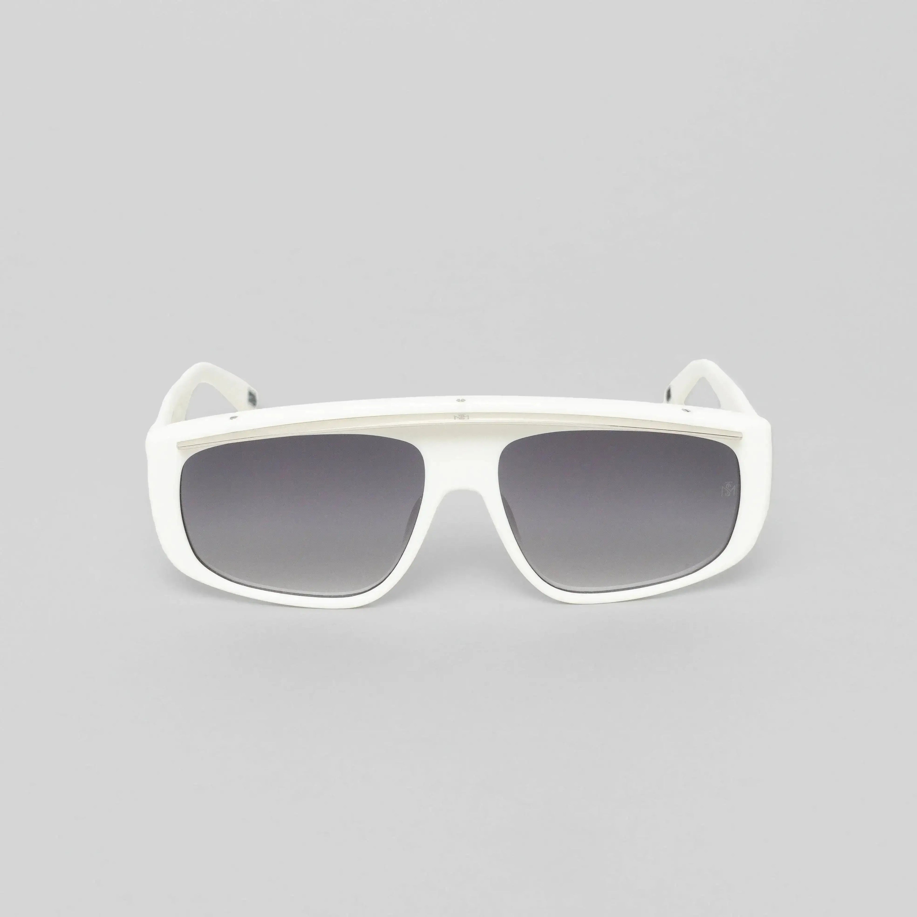ELOI SUNGLASSES UNISEX WHITE SHINY SILVER GRADIENT GREY - Monastery