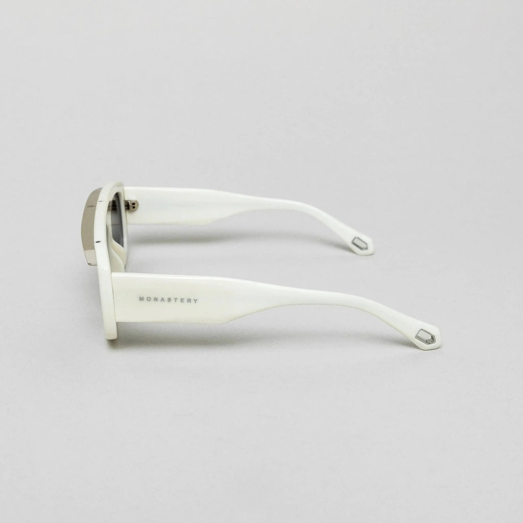 ELOI SUNGLASSES UNISEX WHITE SHINY SILVER GRADIENT GREY - Monastery