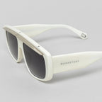 ELOI SUNGLASSES UNISEX WHITE SHINY SILVER GRADIENT GREY - Monastery