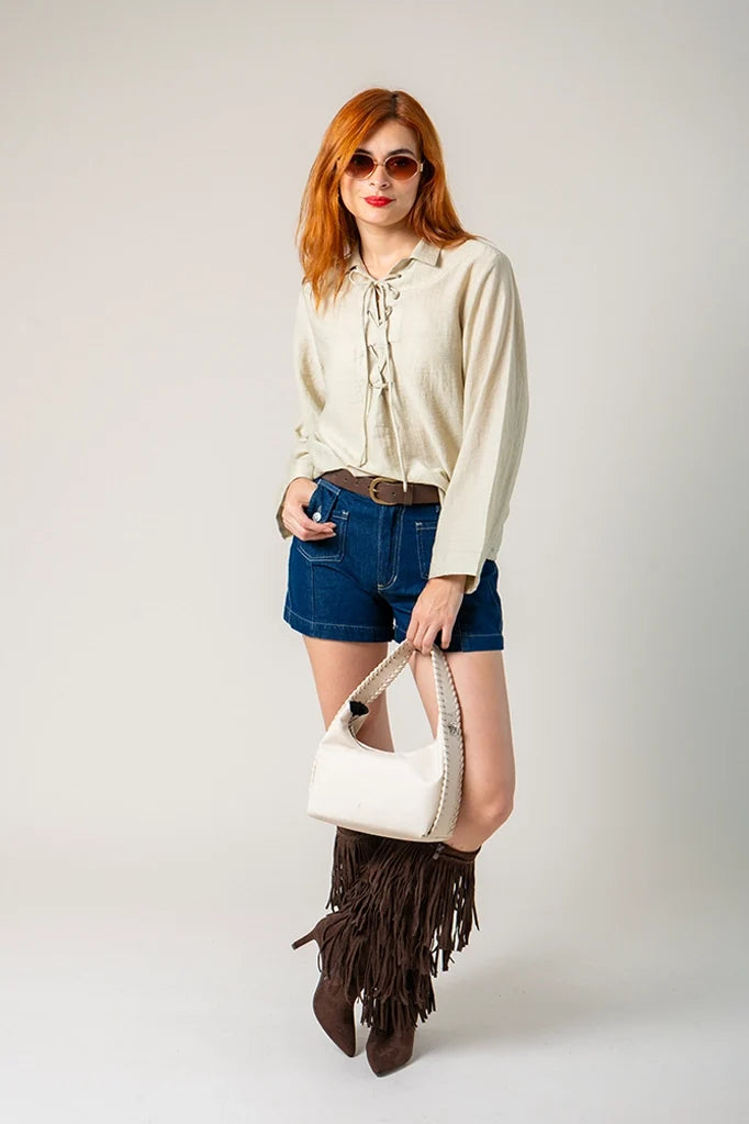 CAMISA LACE UP G-C 8294.