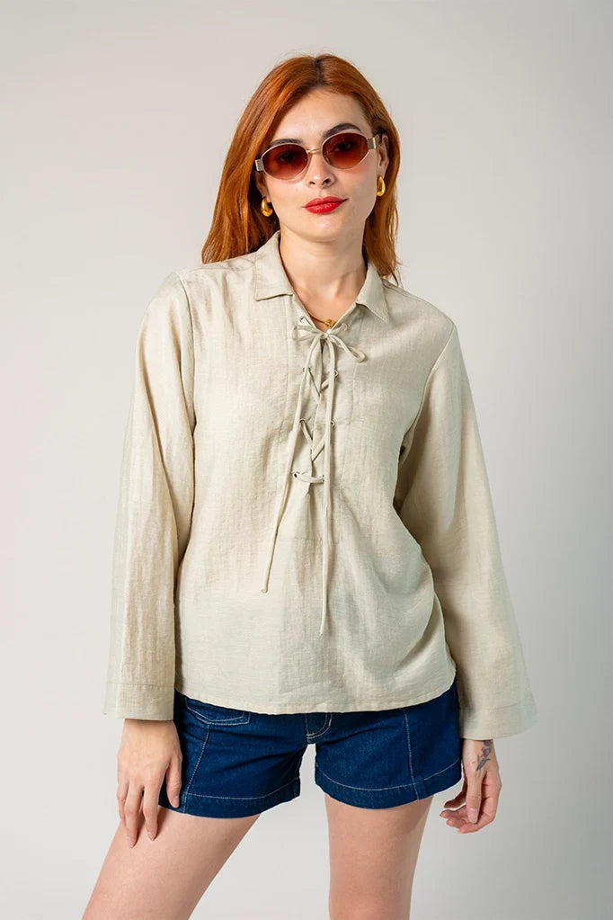 CAMISA LACE UP G-C 8294.