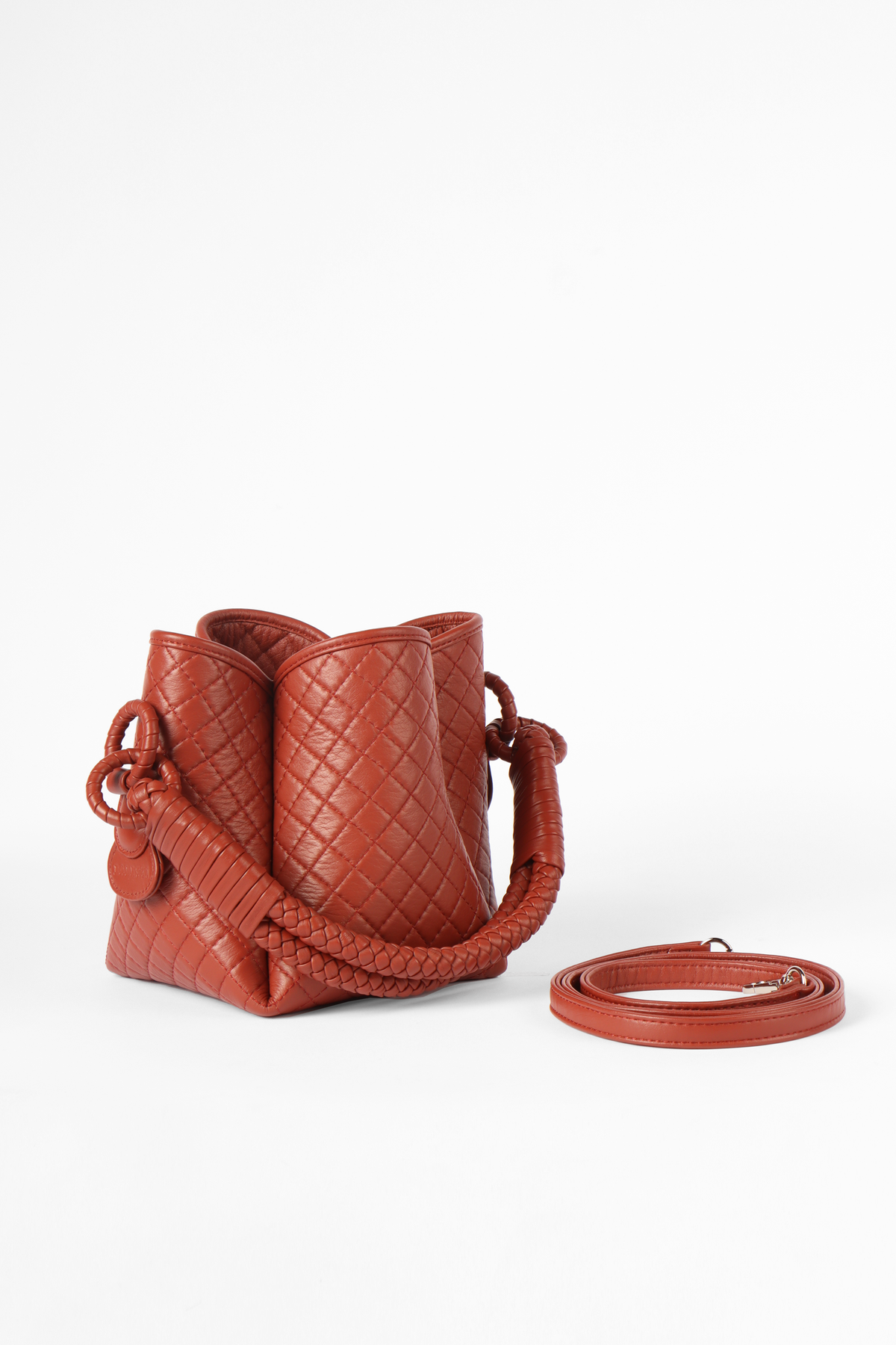 Tulip Mini Bucket Bag, Brick Red
