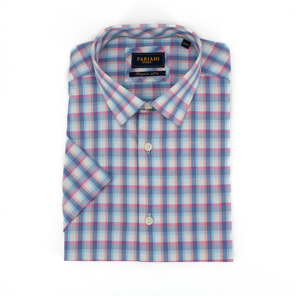 Camisa Fariani Mangas Cortas Cuadros P/ Caballeros by Fariani