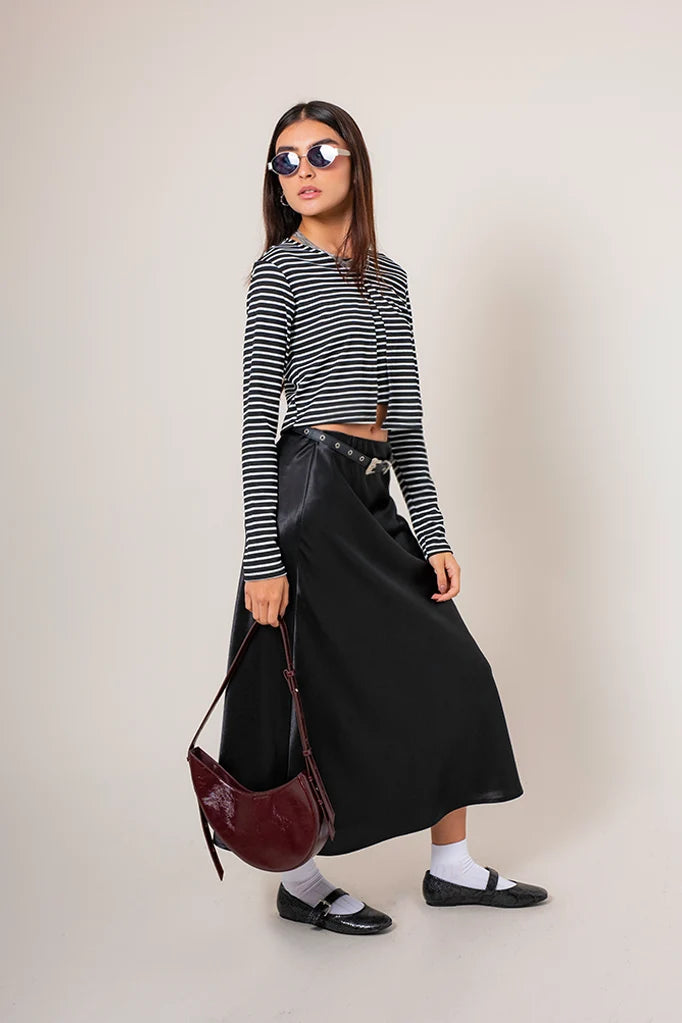 FALDA MIDI SATIN B-M 8557.