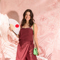 burgundy printed sleeveless chalis top with wide straps view 2