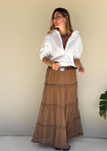 café printed mesh skirt fluid silhouette back view