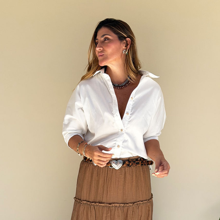 ivory oversized poplin shirt open cuff sleeve detail