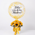 Arreglo de 6 girasoles - baby breath y globo personalizado