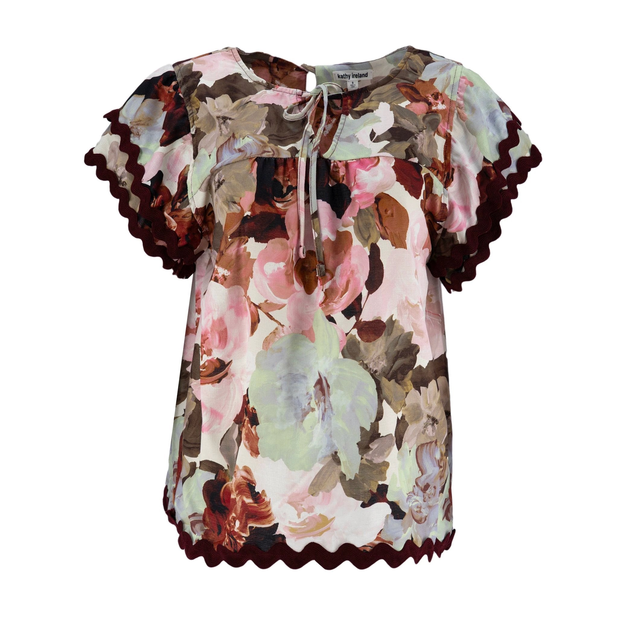 Blusa Kathy Ireland Mangas Cortas Floral Para Damas by Kathy Ireland