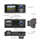 Cámara Para Automóvil Wifi 3 En 1 HD 1080P Con Cámara Trasera