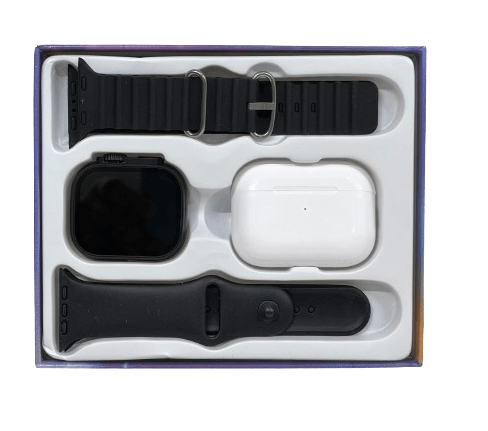Combo De Reloj Inteligente Watch Ultra Negro + Audifonos Inalambricos