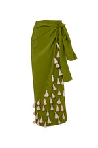 FALDA SAMOA BORLAS RAFIA HIGH OLIVE