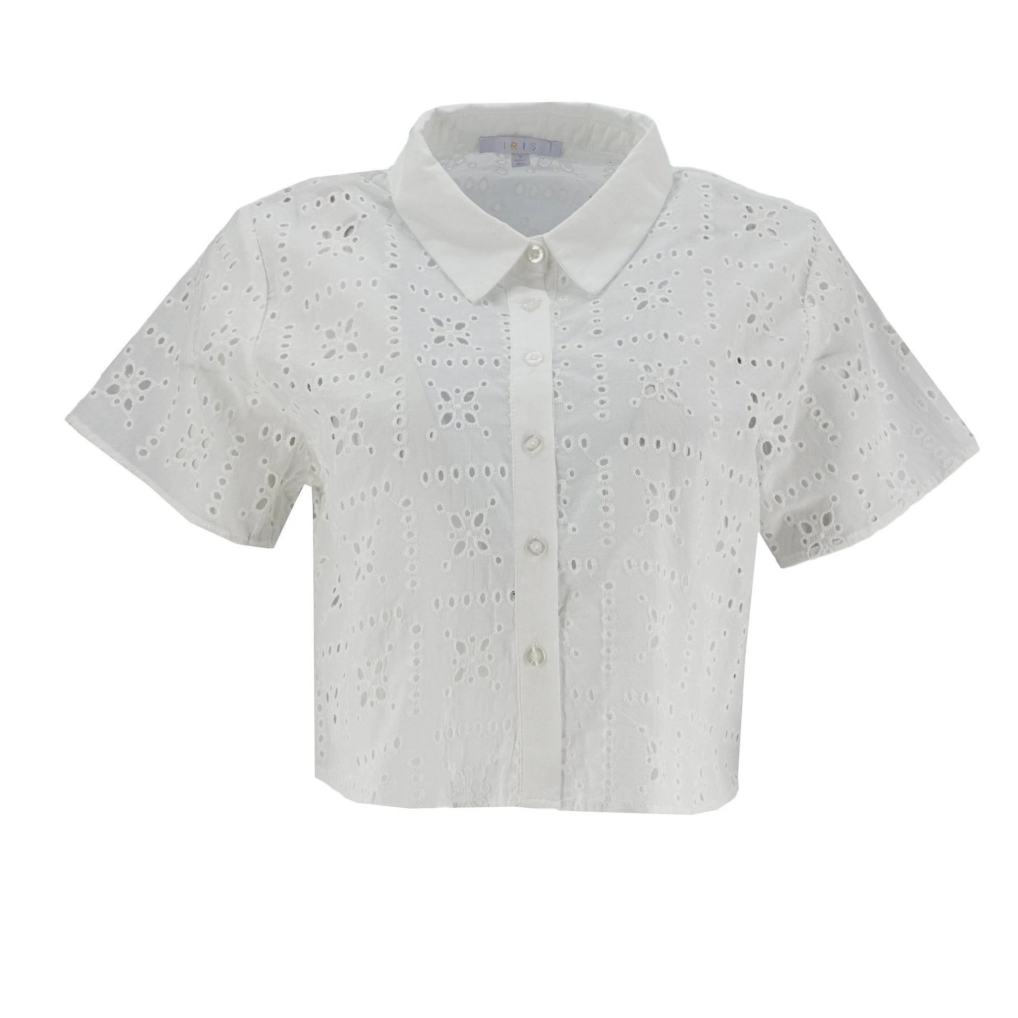 Blusa Iris Mangas Cortas Encaje Eyelet Para Damas by Iris