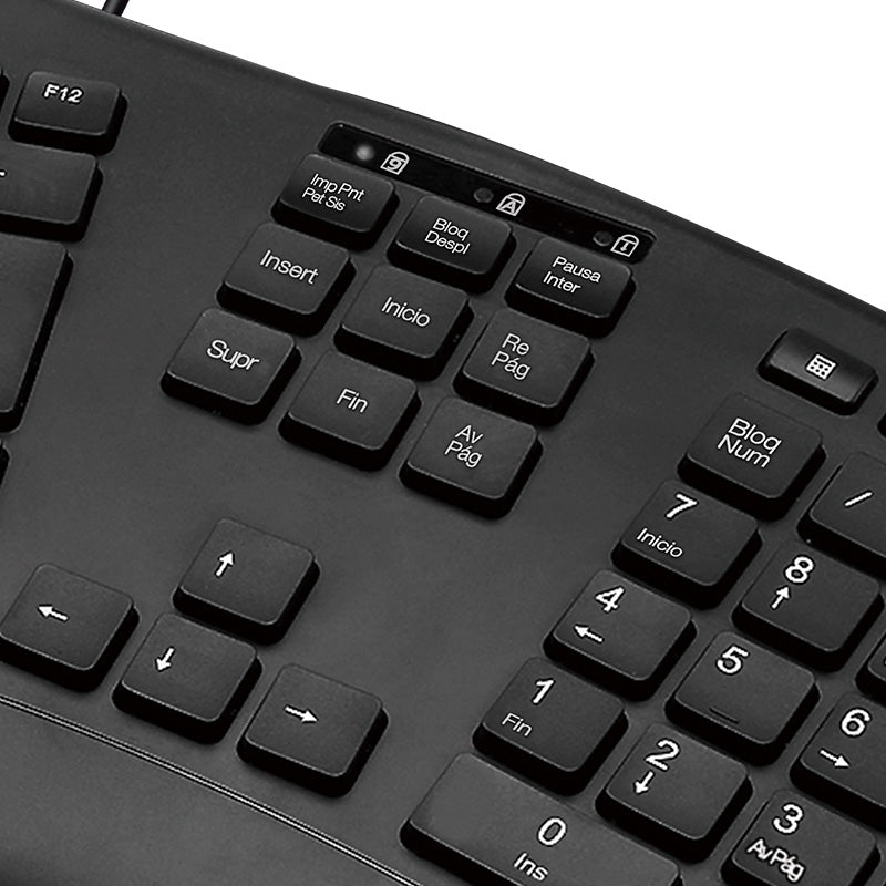 TECLADO KLIPX ERGONÓMICO SPA USB BLACK