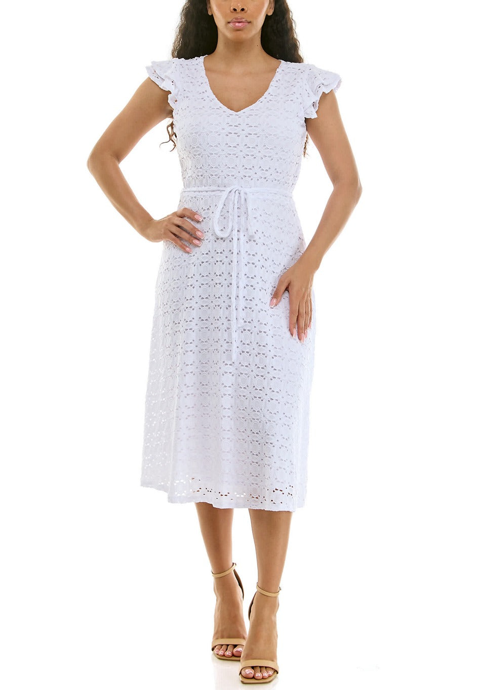 Vestido Nina Leonard Mangas Cortas Liso Encaje para Damas