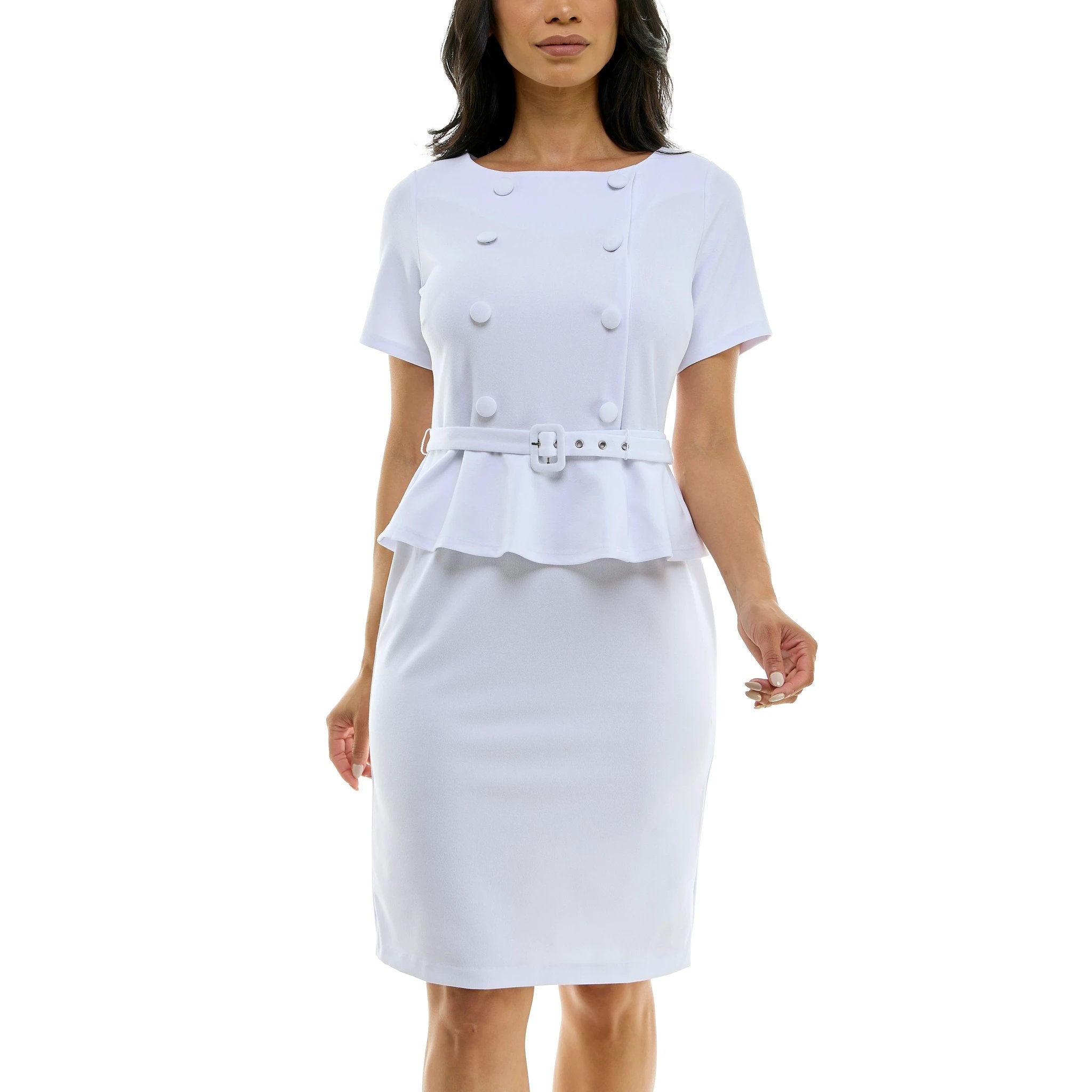 Vestido Nina Leonard Mangas Cortas Liso Botones Para Damas by Nina Leonard