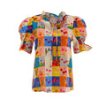 Blusa Happy Promise Mangas Cortas Floral Cuadros Para Damas by Happy