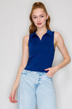 Blusa La Kottee sin Mangas Lisa para Damas – NAVY