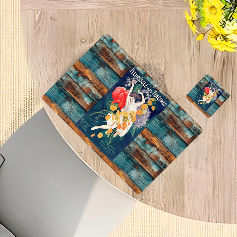 Individuales Reversibles set de 6 rectangular 41*27 cm + 6 Portavasos La Victoria