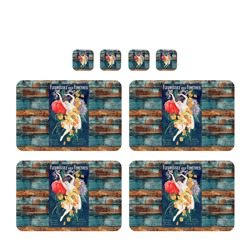 Individuales Reversibles set de 6 rectangular 41*27 cm + 6 Portavasos La Victoria