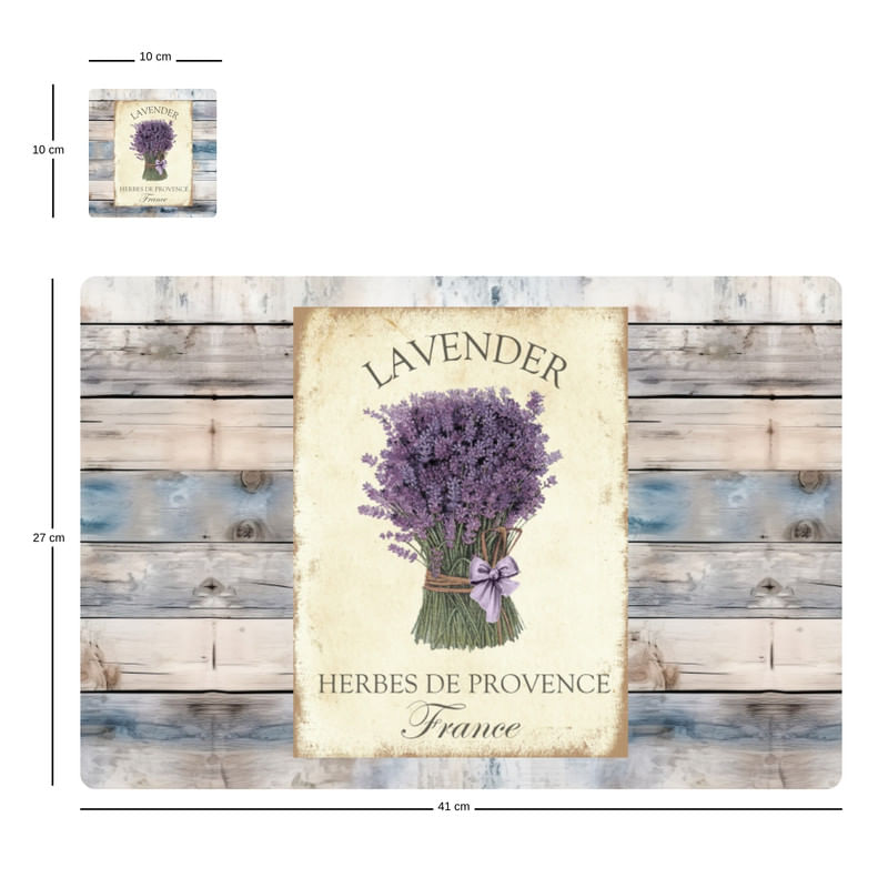 Individuales Reversibles set de 6 rectangular 41*27 cm + 6 Portavasos Lavanda