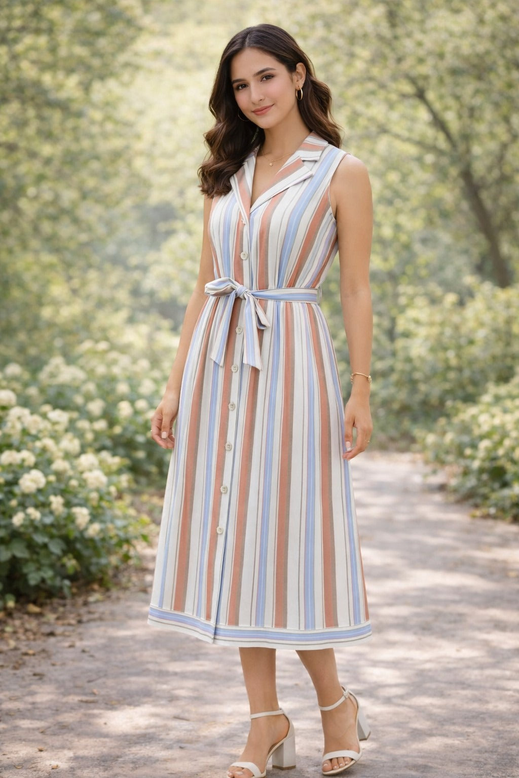 Vestido Available sin Mangas Rayas para Damas