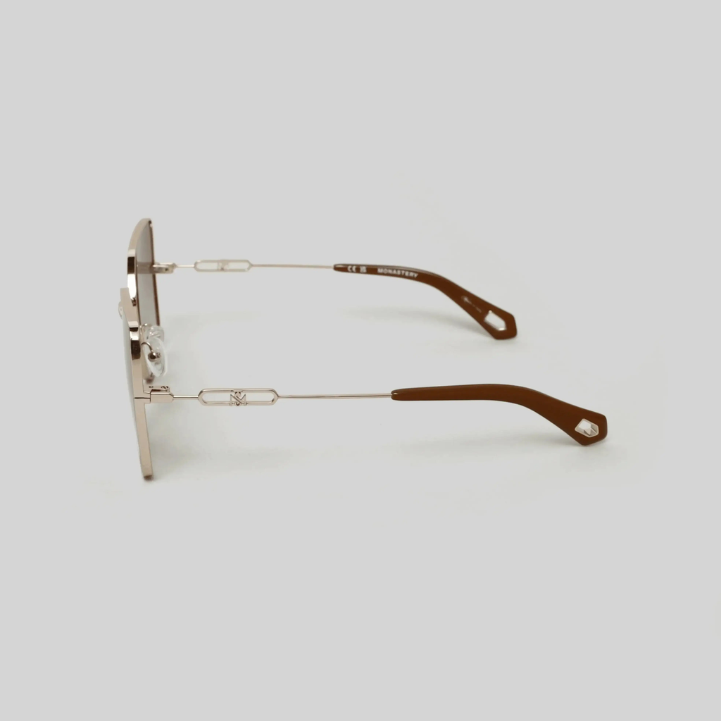 MSS2403-C11-59 MALEN SUNGLASSES WOMEN SHINY GOLD LIGHT BROWN BROWN W/ GOLD MIRROW - Monastery