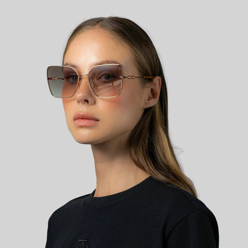 MSS2403-C11-59 MALEN SUNGLASSES WOMEN SHINY GOLD LIGHT BROWN BROWN W/ GOLD MIRROW - Monastery