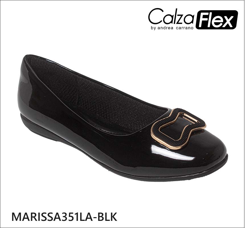 Zapatos Calzaflex Marissa Bailarina Charol Negro para Damas – BLACK