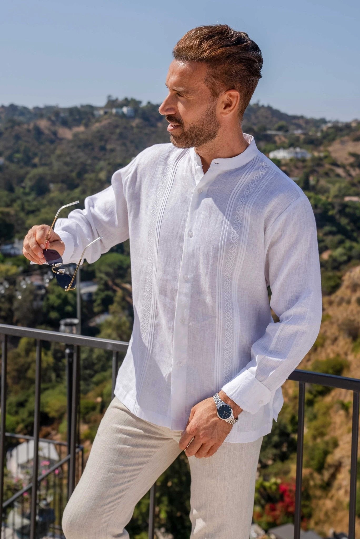 Camisa Mojito Collection Mangas Largas Lisa Cuello Chino Bordados Para Caballeros by Mojito