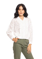 Blusa Essencia Mangas Largas Lisa Encaje para Damas