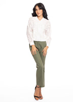 Blusa Essencia Mangas Largas Lisa Encaje para Damas