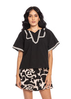 Blusa Essencia Mangas Cortas Liso Encaje para Damas