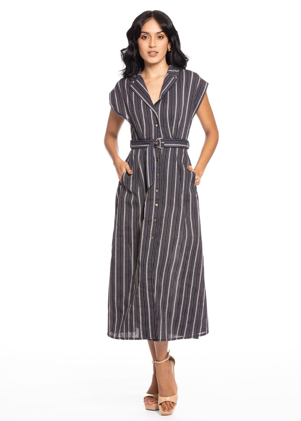 Vestido Essencia Mangas Cortas Rayas para Damas