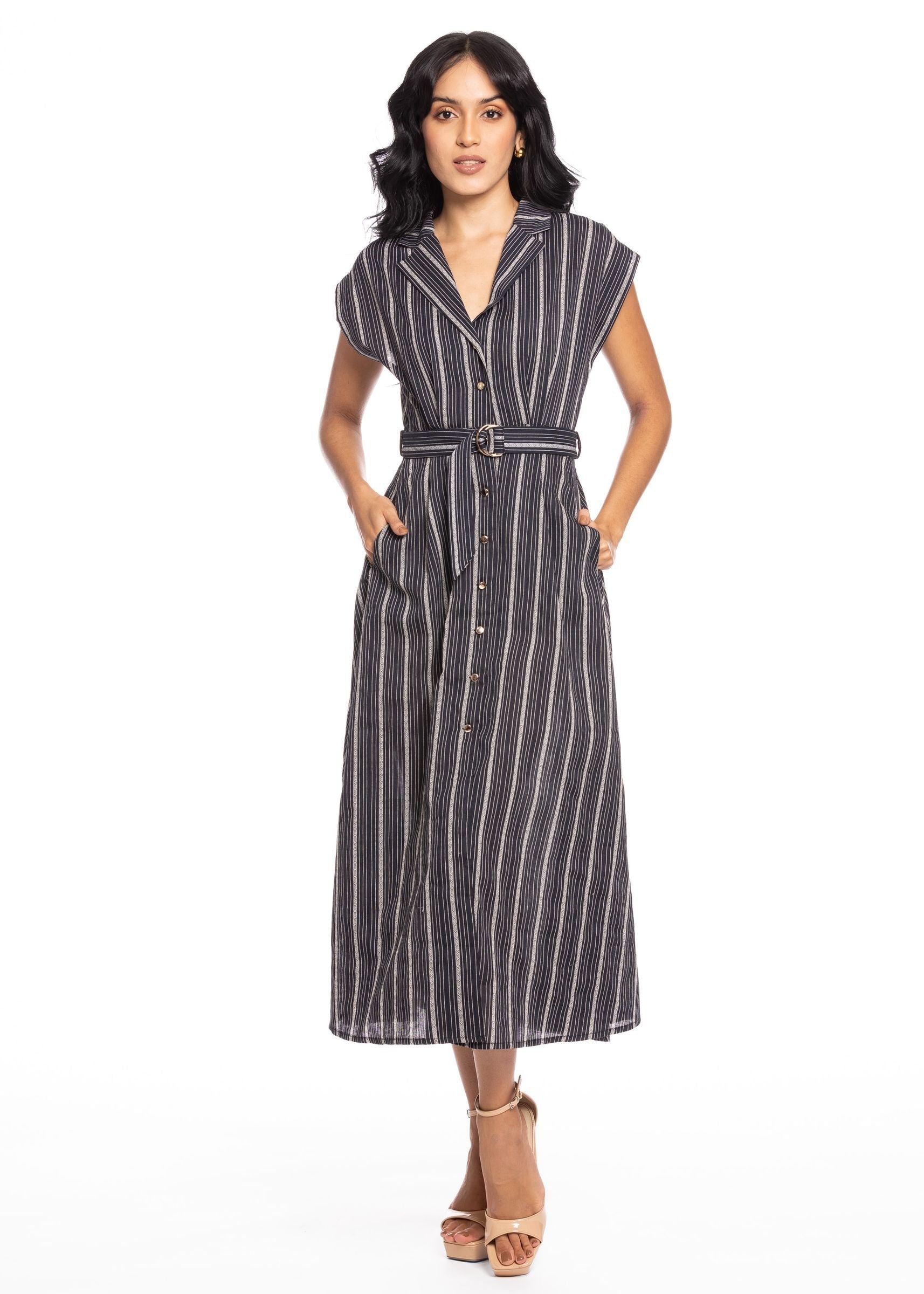 Vestido Essencia Mangas Cortas Rayas para Damas