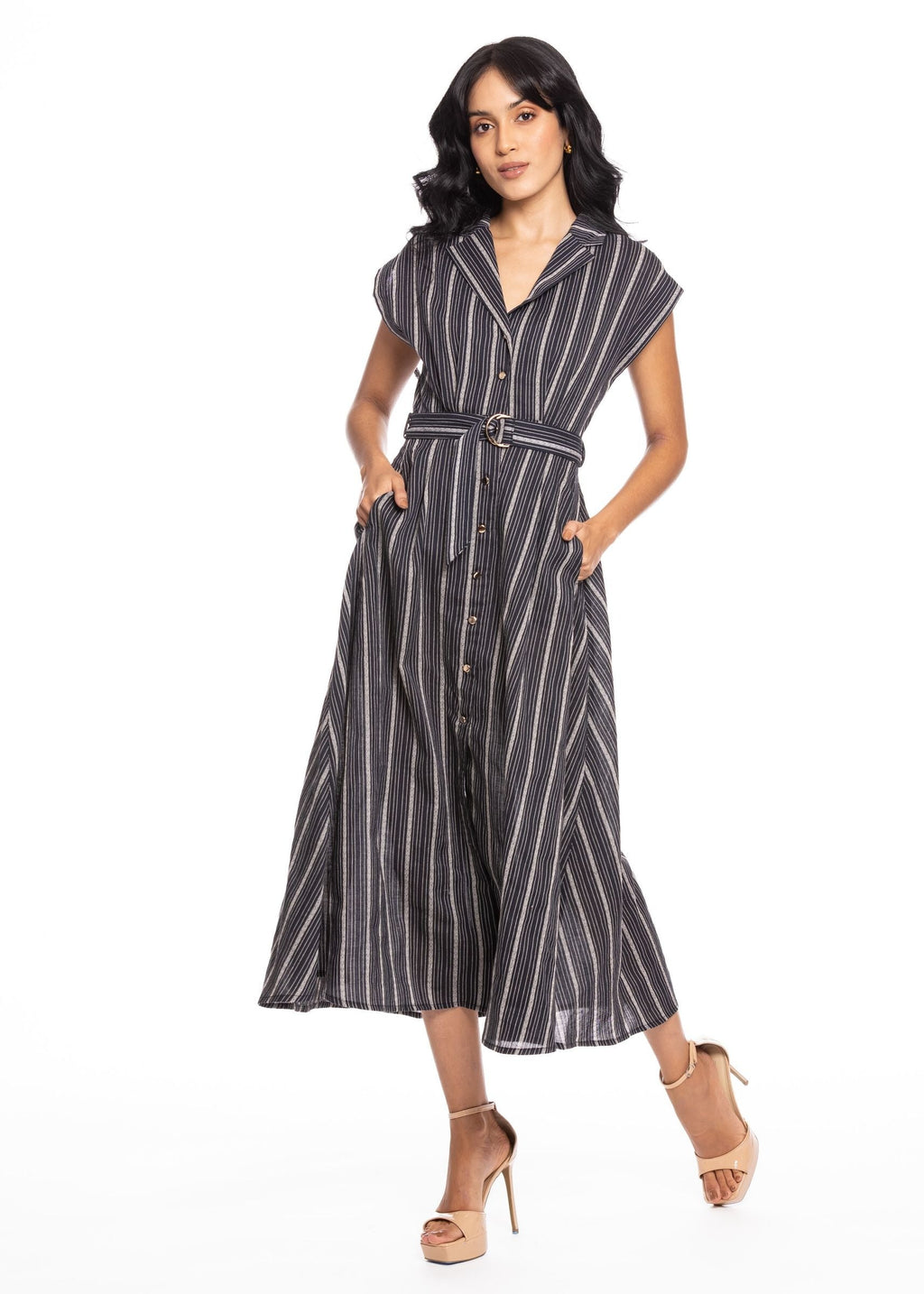 Vestido Essencia Mangas Cortas Rayas para Damas
