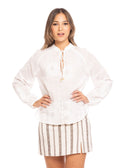 Blusa Essencia Mangas Largas Estampado Encaje para Damas