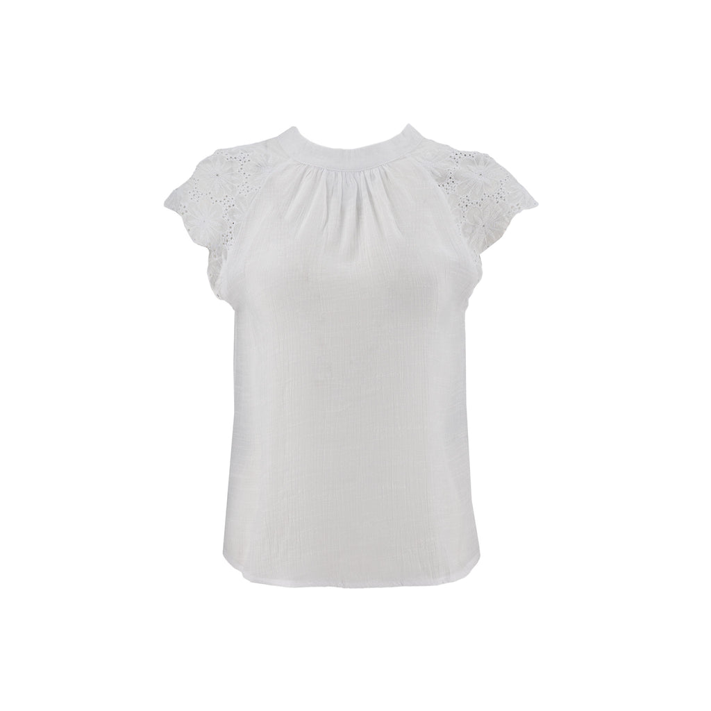Blusa Essencia Mangas Cortas Liso Encaje para Damas