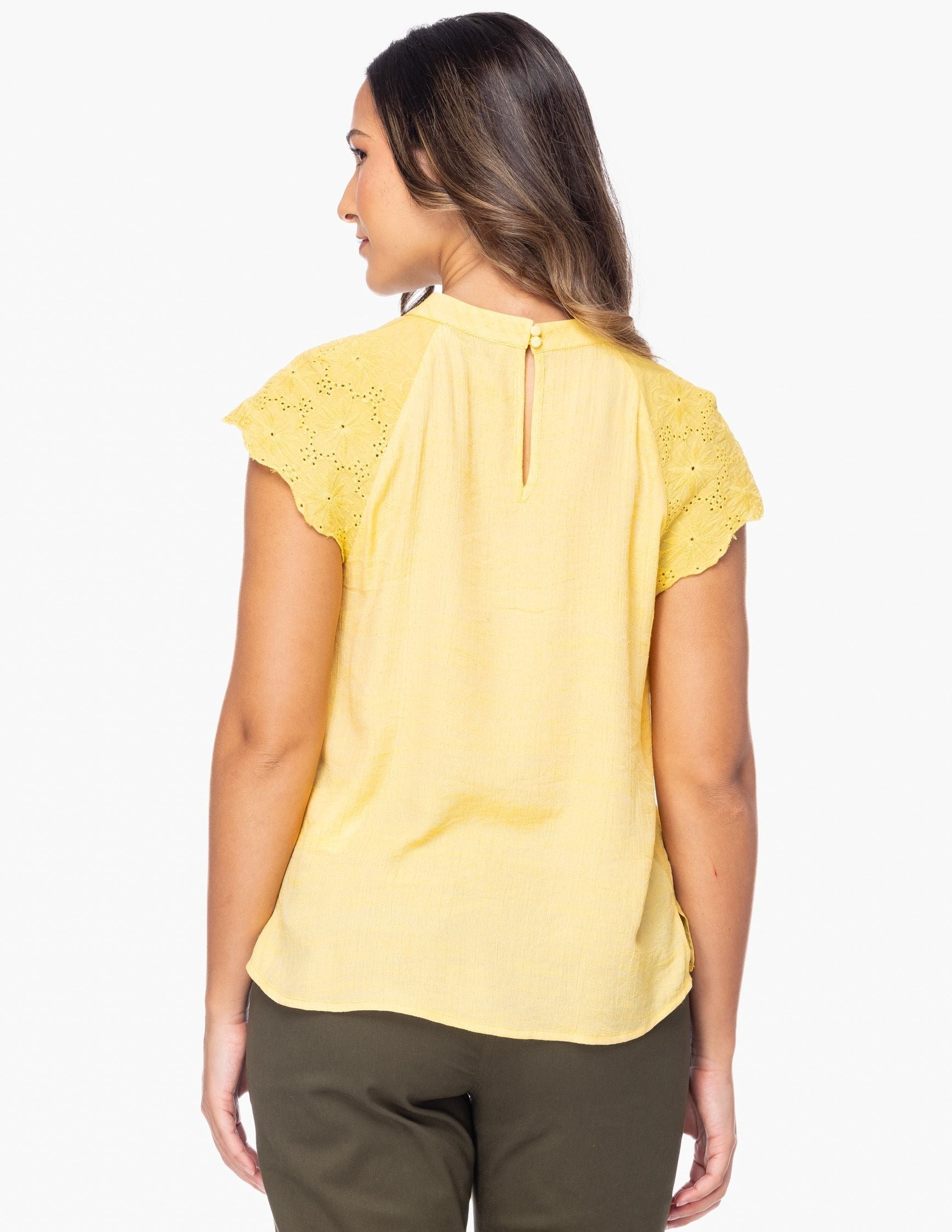Blusa Essencia Mangas Cortas Liso Encaje para Damas
