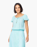 Blusa Essencia Mangas Cortas Liso Encaje para Damas