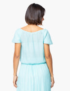 Blusa Essencia Mangas Cortas Liso Encaje para Damas